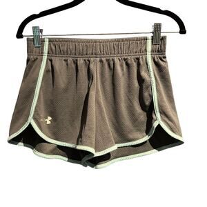 Ladies Under Armor Short Micro Workout Short Gray with Sea Green Trim Size XS